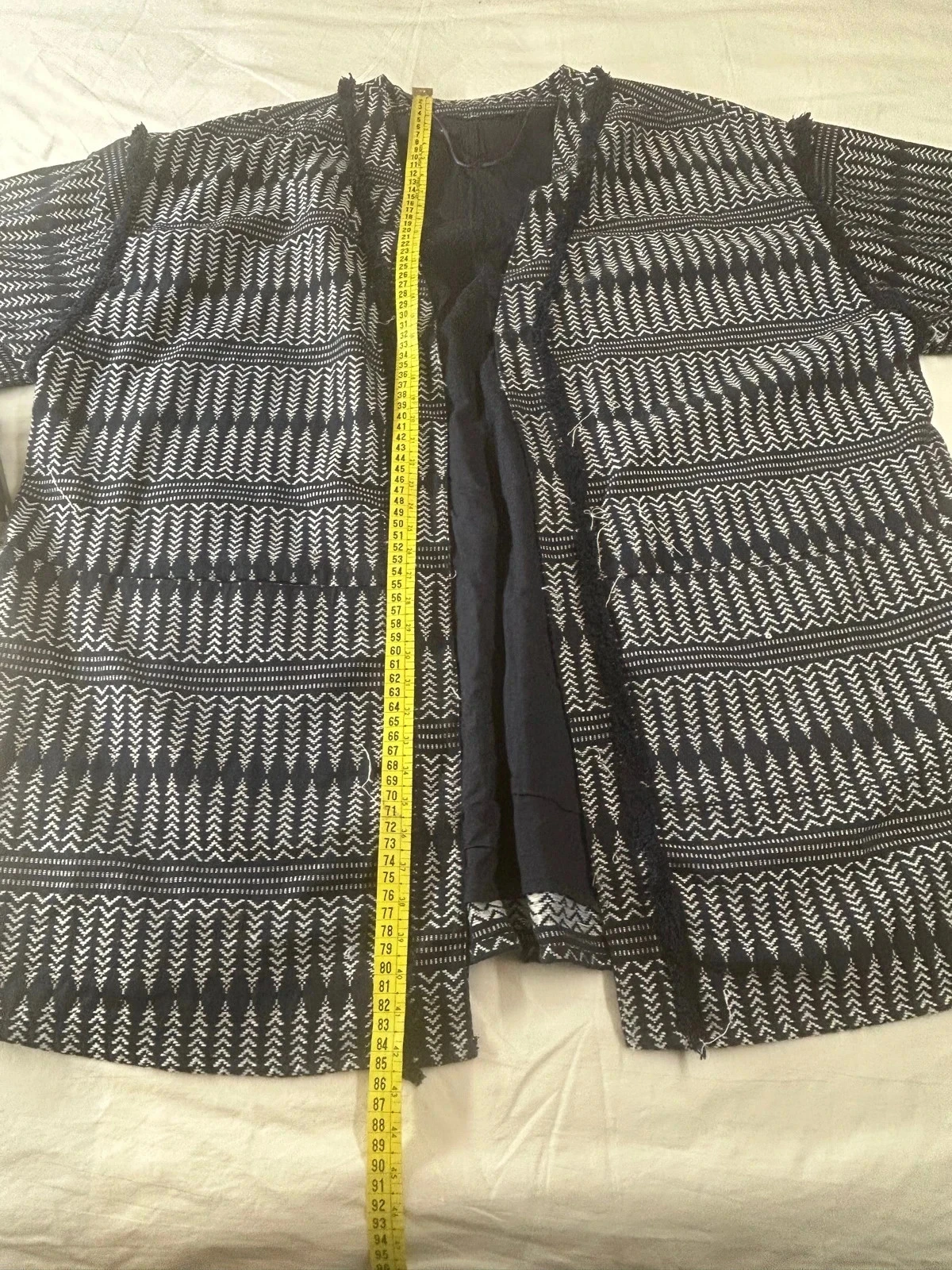 Gilet cardigan Kiabi marineblauw met grijze vintage patronen – photo 8